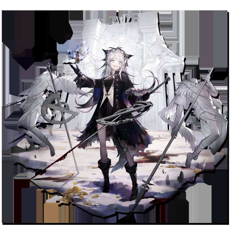 coins, pocket watch, anime girls, angle, 1080P, Arknights, anime, spear, Lappland(Arknights), blood