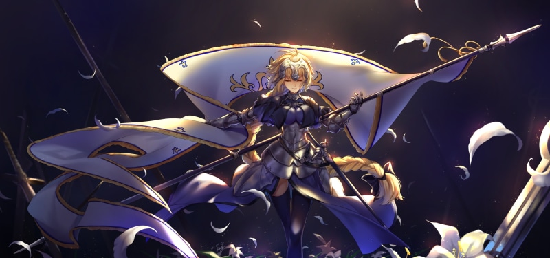Fate Series, low angle view, bone, petals, male likeness, no people, skeleton, Jeanne dArc, armor, close-up, representation, celebration, sculpture, human representation