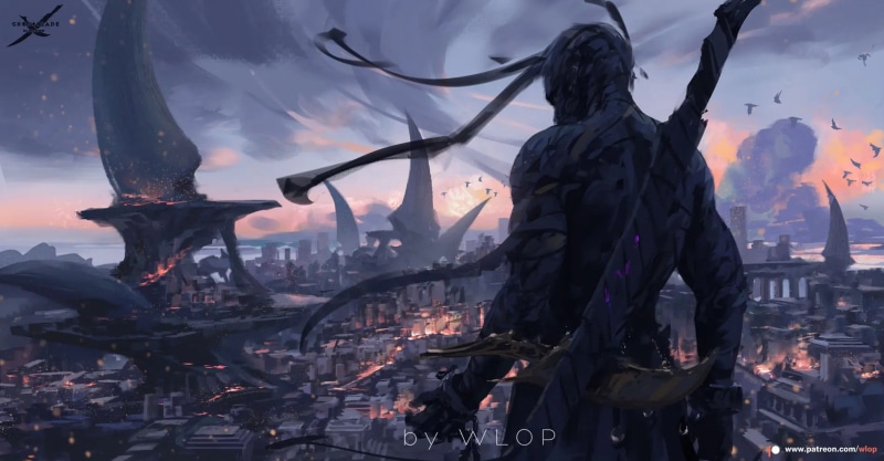 artwork, WLOP, 720P, Ghost + Blade