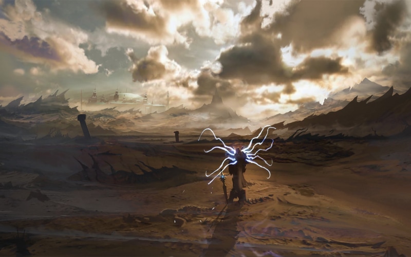 Diablo, clouds, Exphrasis, apocalyptic, video games, 720P, fantasy art, Diablo III, digital art, Tyrael, artwork, warrior, concept art