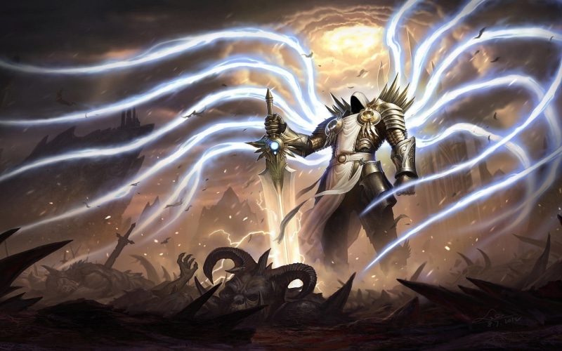 Diablo III, Diablo 3: Reaper of Souls, 1080P, fantasy art, video games, Diablo, Tyrael, digital art