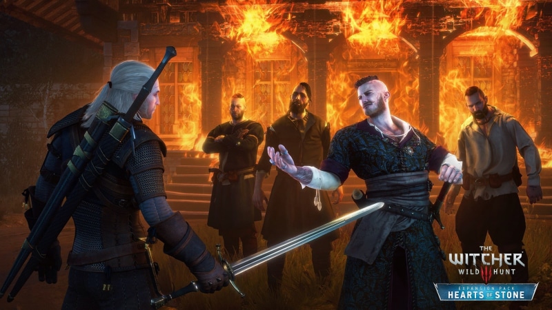 DLC, Algirdas background Merek, fire, Geralt, 1080P, Heart Of Stone, Supplement, The Witcher 3: Wild Hunt, Hearts of Stone