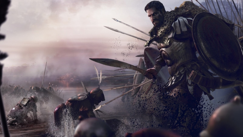Splash, Spear, Shield, game, sky, total, clouds, Creative Assembly, Total War: Rome 2, war, Skin, fallen, 1080P, Warrior, Knight, rome, Sabre, feathers