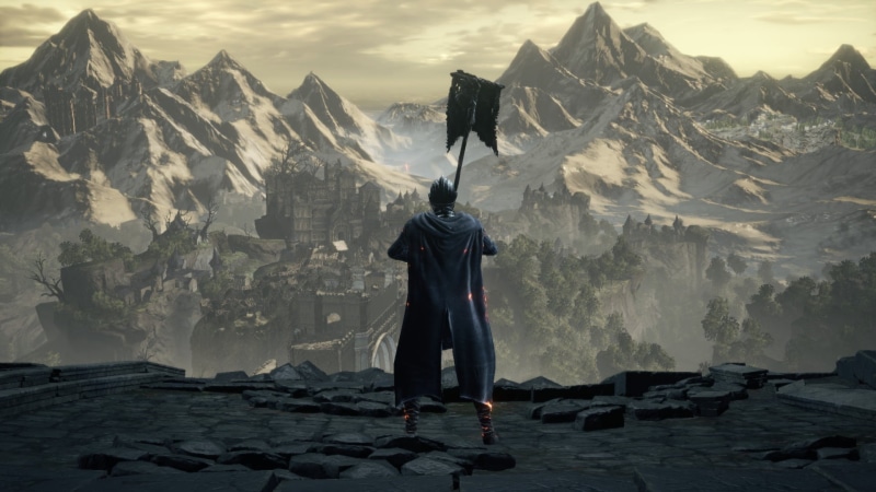 rock, beauty in nature, real people, lifestyles, From Software, one person, non-urban scene, mountain range, Dark Souls III, 1080P, full length, standing