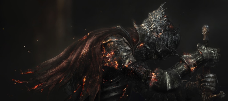 4K, sword, From Software, Dark Souls, death, warrior, video games, digital art, artwork, armor, fire, knight, Dark Souls III