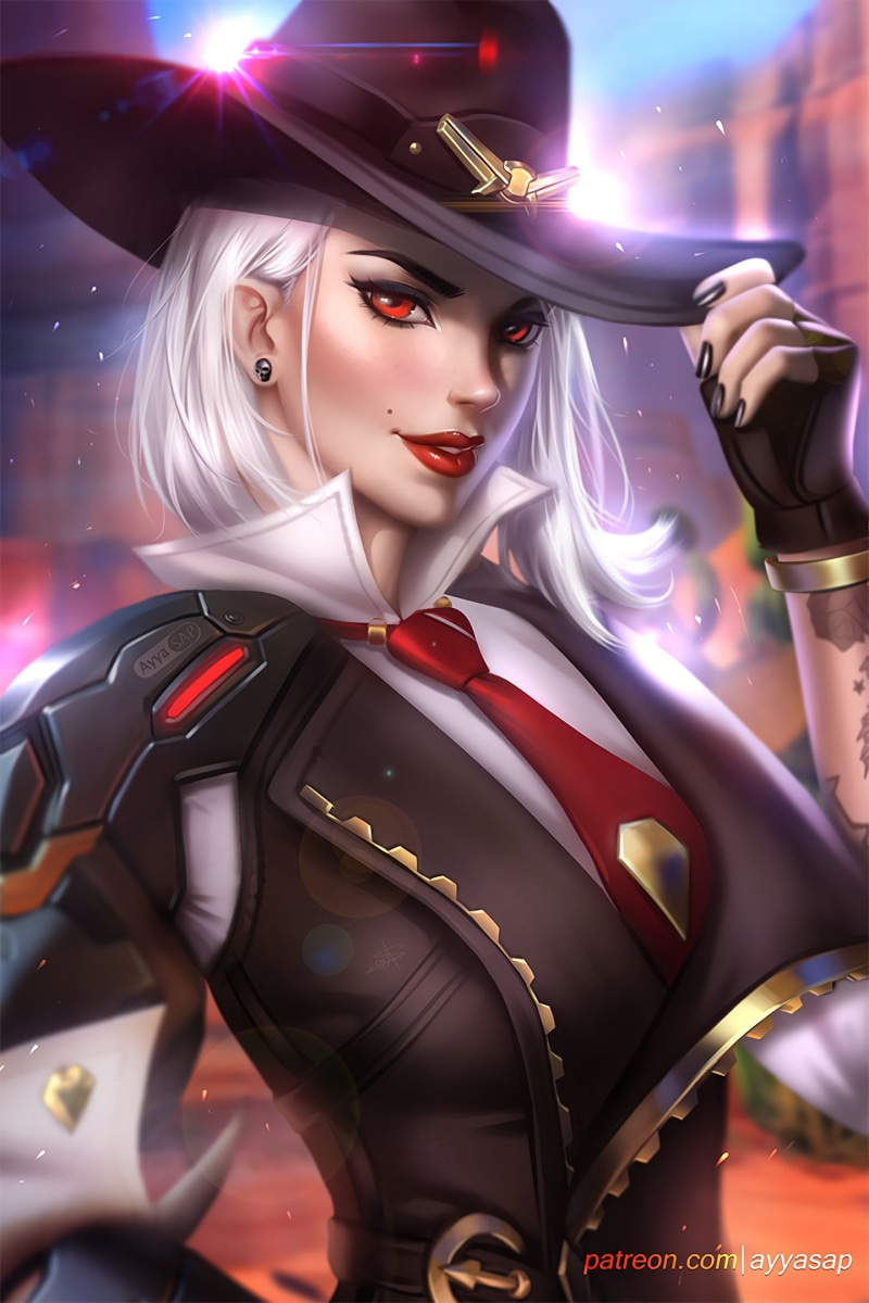 cowboys, red, one person, beautiful woman, women, illuminated, 1080P, Overwatch, beautiful people, blond hair, fashion, fashion model, make-up, portrait