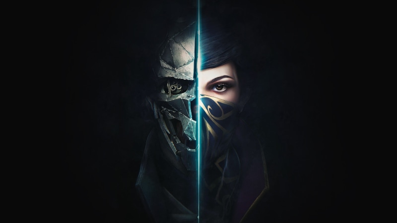 armored, one person, Dishonored, body part, indoors, dark, adult, human face, woman, beautiful woman, 4K, light - natural phenomenon, young adult, black background