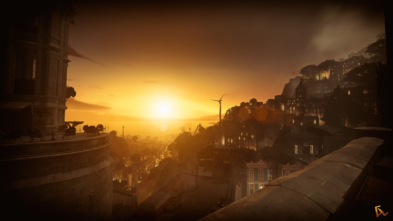 transportation, sun, nature, no people, city, orange color, building, video games, Photoshop, sunset, sunlight, travel destinations, architecture, lens flare