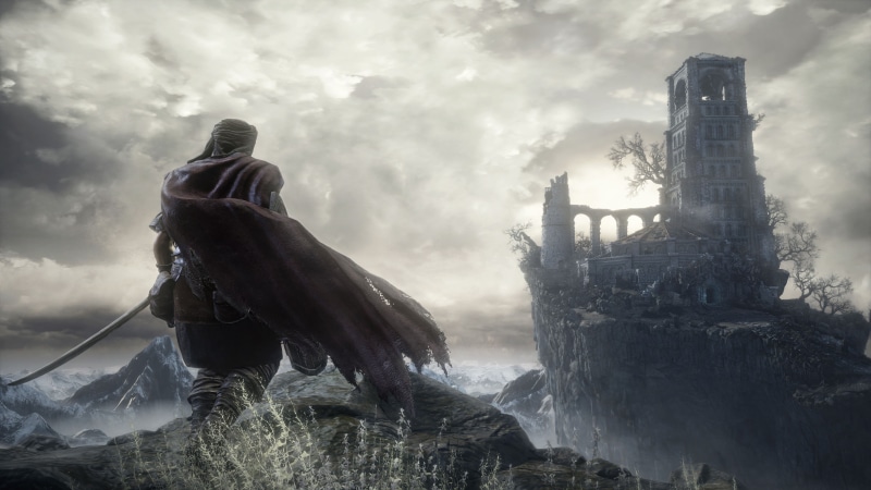 sword, landscape, Dark, Midevil, castle, fire, Dark Souls, 4K, Knights, Fighting, Gothic, Dark Souls III, video games