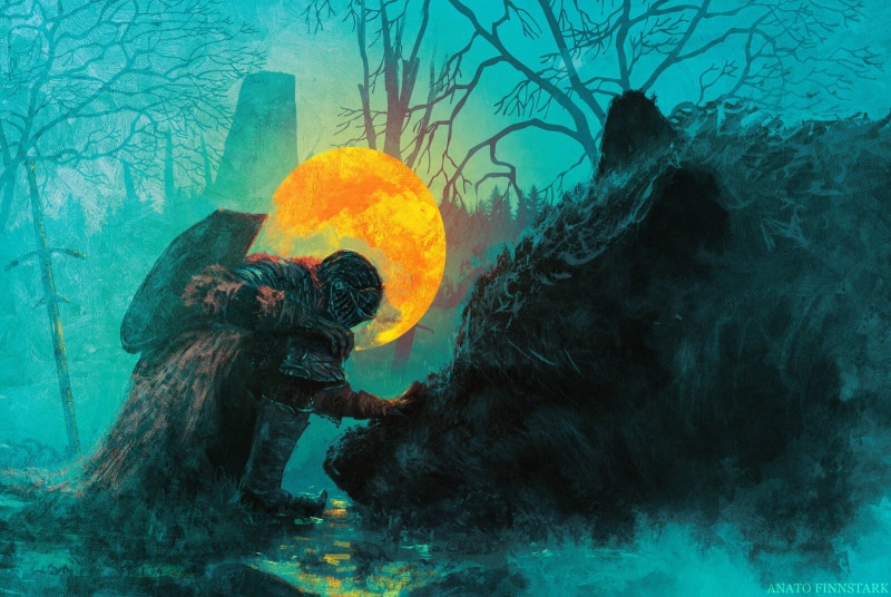 Dark Souls, fantasy art, 720P, Sif the Great Grey Wolf