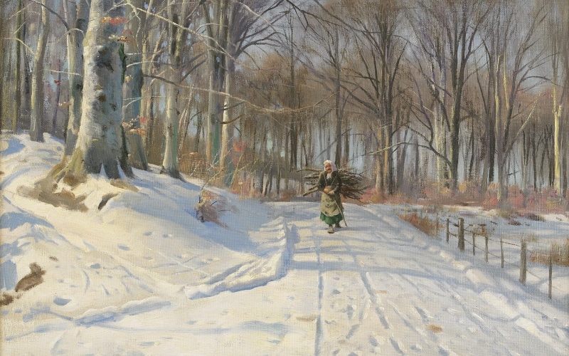 1080P, Winter day in Sørup, Danish painter, 1932, Danish realist painter, Winter day in Serope, Peter Merk Of Menstad, Peder Mørk Mønsted