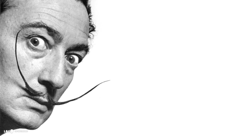 monochrome, Salvador Dalí, 1080P, painters, men, moustache