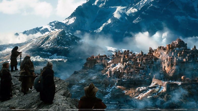movie, fantasy, Desolation, hobbit, Smog, city, 1080P, film, rings, lord, mountain, lotr