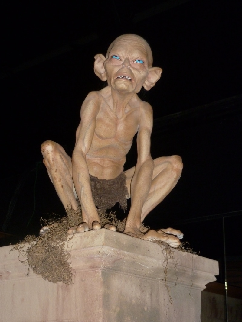 hobbit, history, shirtless, front view, entertainment, adult, wax museum, portrait, gollum, male likeness, art and craft, black background, people, arts culture and entertainment