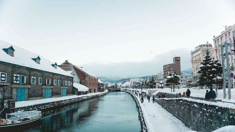 sky, cold temperature, water, winter, city, hokkaido, buildings, bridge - man made structure, built structure, architecture, 5K, day, river, no people