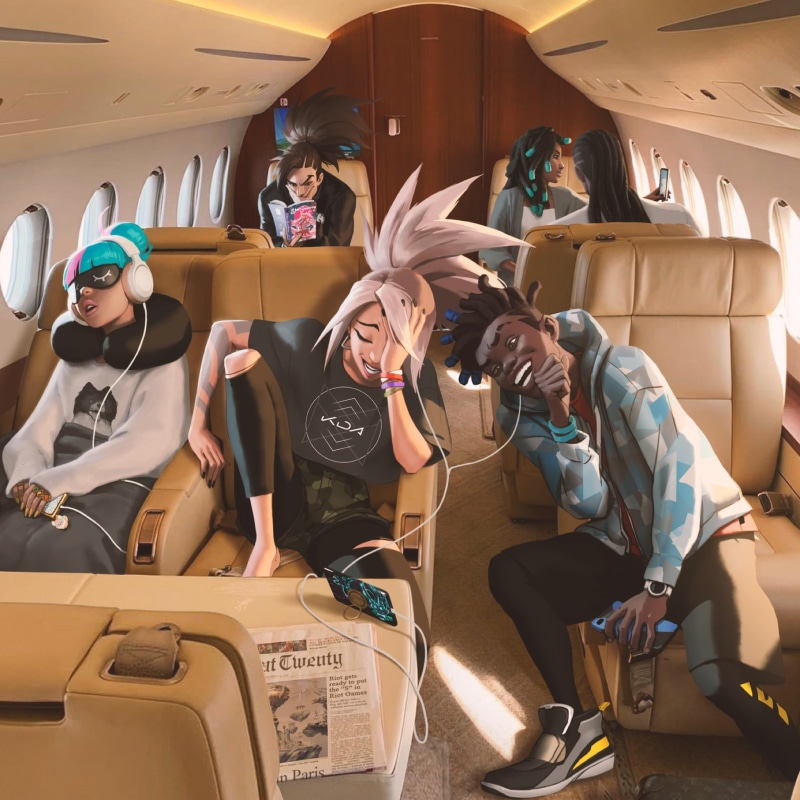 Lucian (League of Legends), Akali, True Damage, digital, Yasuo, headphones, Akali(League of Legends), airplane, Qiyana (League of Legends), Yasuo (League of Legends)