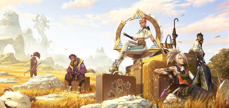 illustration, Ekko (Leauge of Legends), Senna (League of Legends), Louis Vuitton, gold, Yasuo (League of Legends), 1080P, digital art, Akali(League of Legends)