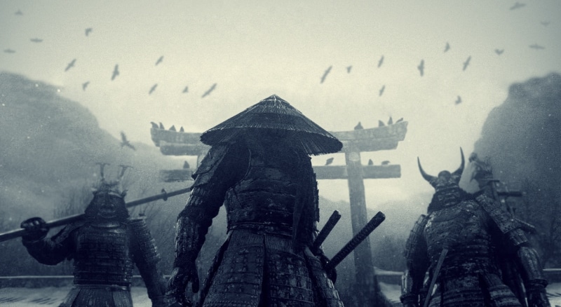 vertebrate, animal, Samurai, Movie, punch, sky, 1080P, religion, outdoors, the past, bird, Film, built structure, history, representation, nature, building