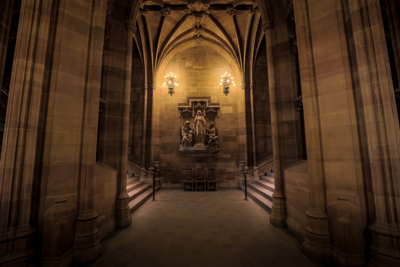 4k, aisle, 8K, illuminated, history, uhd, manchester, the john rylands library, of, ceiling, indoors, arch, gothic, interior, uni, british, the past, religion