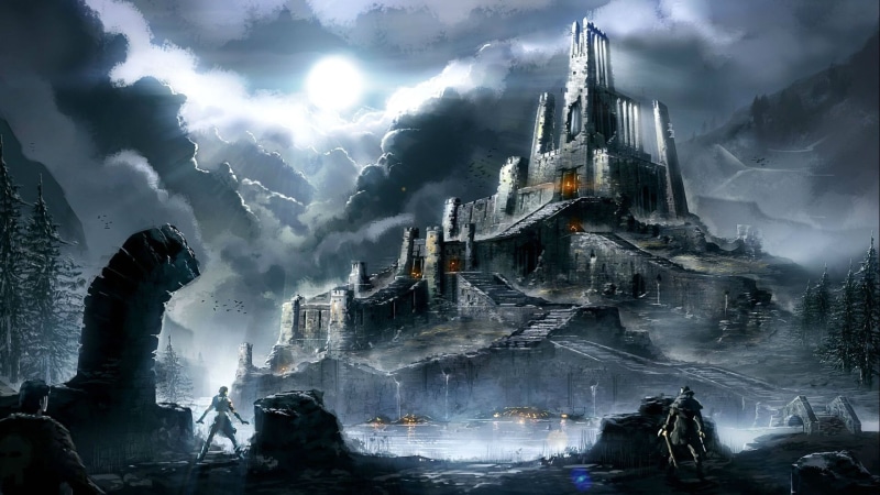 2K, Fighting, belief, place of worship, building, night, religion, sci, city, 2560x1440 px, Vastle, Realms, action, fantasy, water, nature, built structure