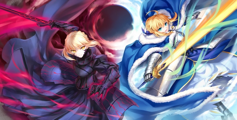 human representation, anime, indoors, representation, high angle view, Saber, nature, variation, backgrounds, cape, textile, red, full frame, no people