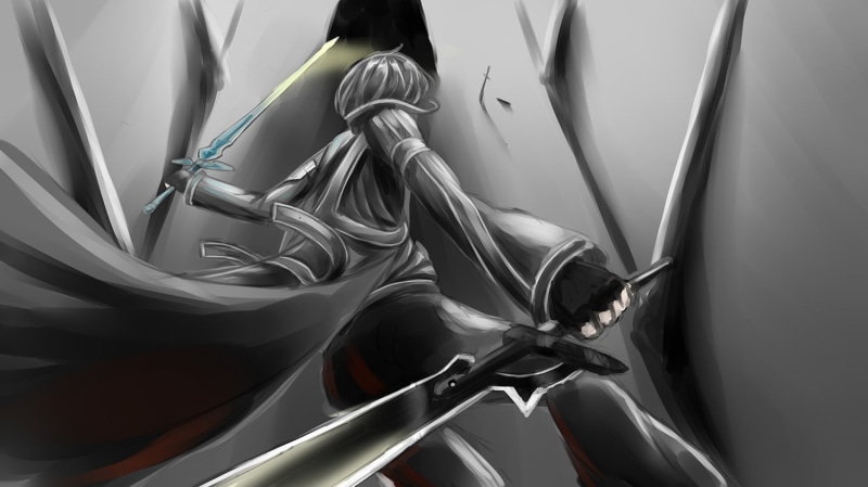 720P, kazuto, online, kirigaya, kirigaya kazuto, person, sword, illustration, art, sword art online, anime, holding, swords