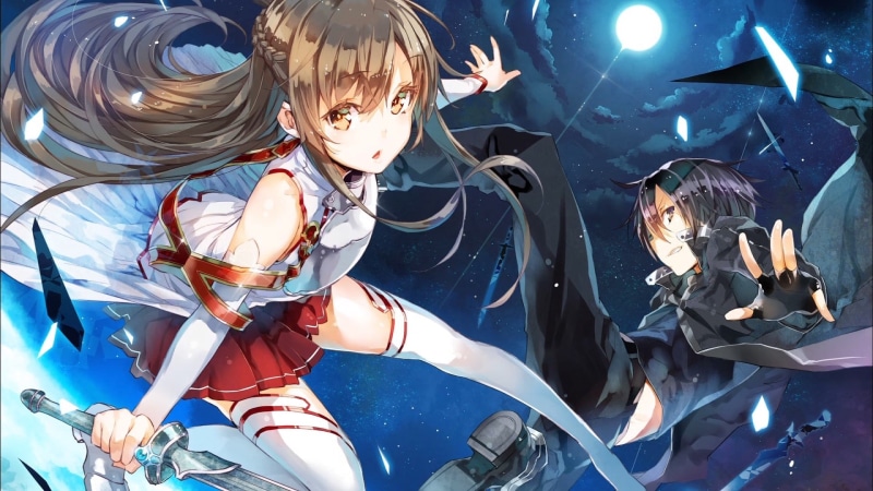 kazuto, anime, yuuki asuna, moonlight, kirigaya, yuuki, kirigaya kazuto, 1080P, art, sword art online, asuna, online, sword