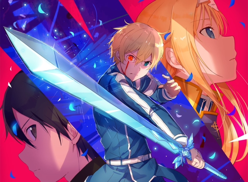 Sword Art Online: Alicization, Kazuto Kirigaya, Sword Art Online, Blue Eyes, Blonde, Kirito (Sword Art Online), Alice Zuberg, Sword, Black Hair, Brown Eyes