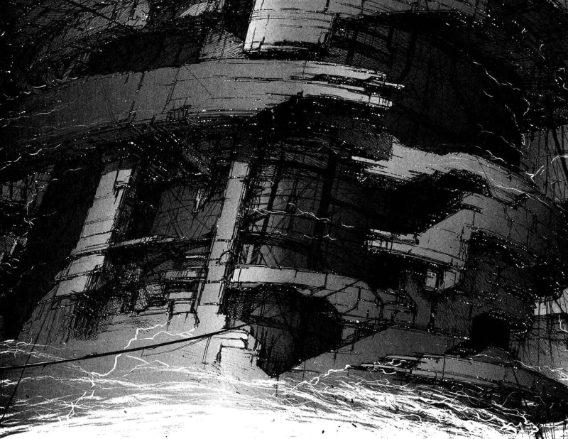 obsolete, building exterior, abandoned, built structure, old, ruined, demolished, 720P, Blame!, bad condition, water, architecture, Tsutomu Nihei, nature