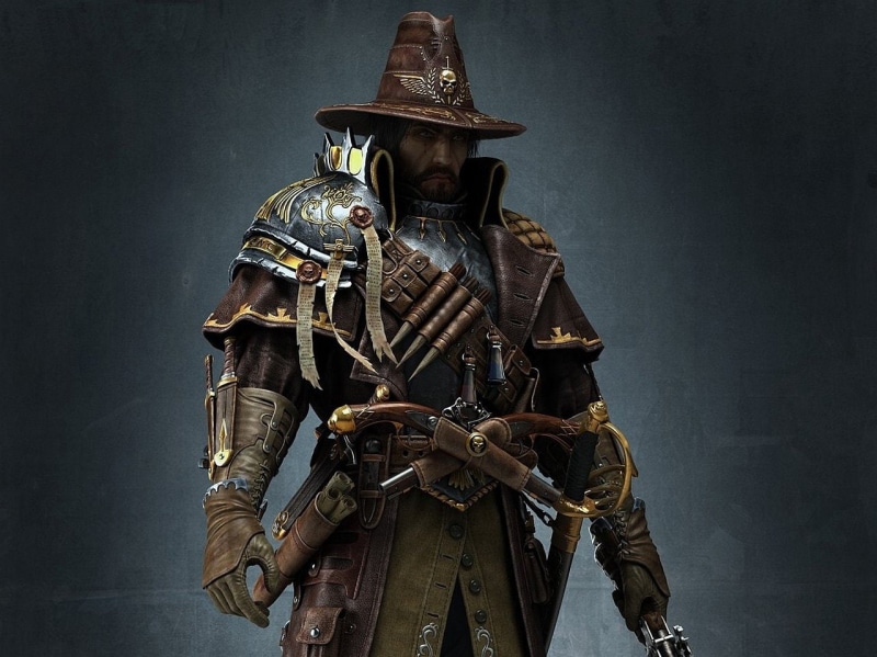 720P, Fantasy, brown, man, Knife, Flint Lock, soldier, Armor, Van Helsing, Leather, Skull, Warrior, Sword, costume, Hat, wearing, Pistol