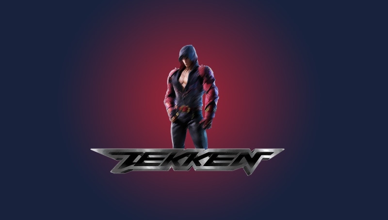 white, clothing, simple background, colored background, print, men, standing, front view, Jin Kazama, black, simple, adult, indoors, studio shot, Tekken