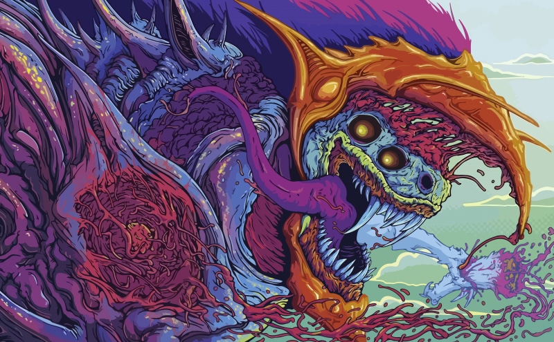 sculpture, day, monster, pattern, representation, Other Games, full frame, ornate, human representation, beast, purple, design, hyper, paint, low angle view