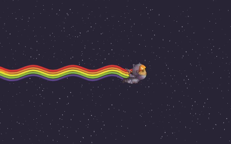 1080P, art, rainbows, weird, nyan cat, digital art, weird space, digital, space, nyan, cat