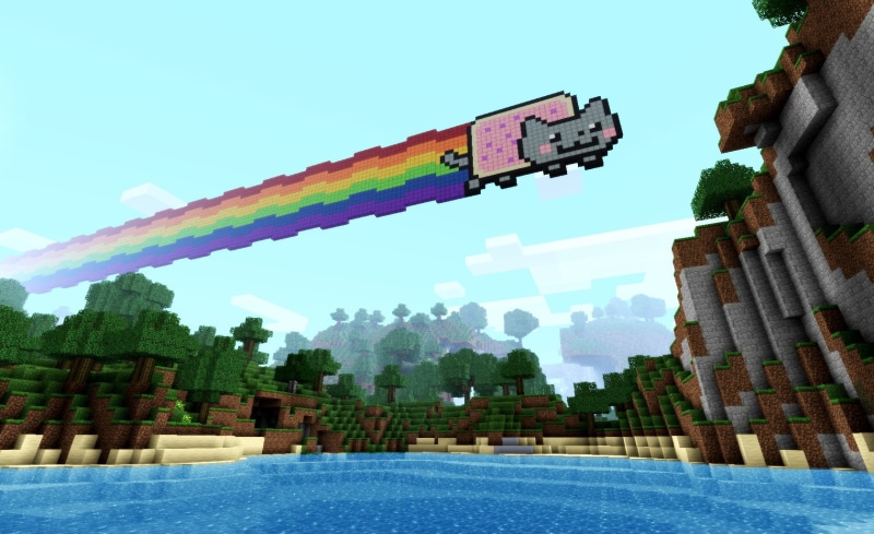 cat, nyan, x, Nyan Cat, art, hd, animals, cats, 720P, Minecraft