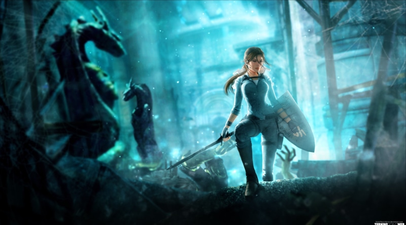 4K, woman, digital, animals in captivity, TombRaider, Ashes, sword, Raider, beneath, aquarium, Survivor, BeneaththeAshes, tank, glass - material, digital composite