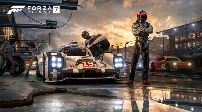 game, Forza, illuminated, Forza Motorsport, 2017, motor vehicle, street, wet, nature, sky, outdoors, transportation, land vehicle, car, mode of transportation