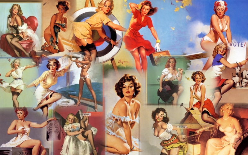 abstract, pin, pinup, elvgren, 1080P, collage, pin up, hd, elvgrencollage