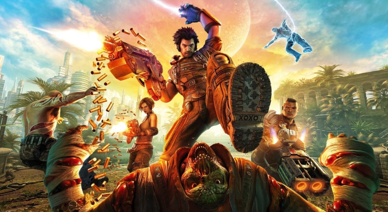 low angle view, bulletstorm, cloud - sky, group of people, adult, outdoors, sky, Games, Other Games, real people, shooting, game, arts culture and entertainment