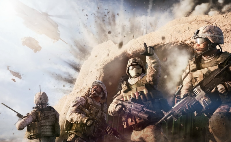 war, river, weapon, 2K, adult, people, suits, men, red, red river, flashpoint, gun, uniform, four, clothing, military, fighting, video game, snowing, snow