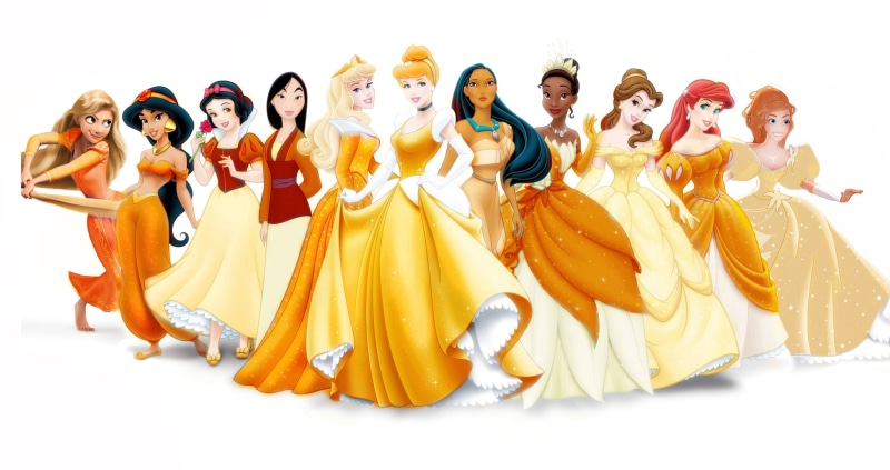 belief, men, Disney Princess, smiling, Snow white, figurine, Rapunzel, Tiana, males, Jasmine, full length, indoors, illustration, traditional clothing