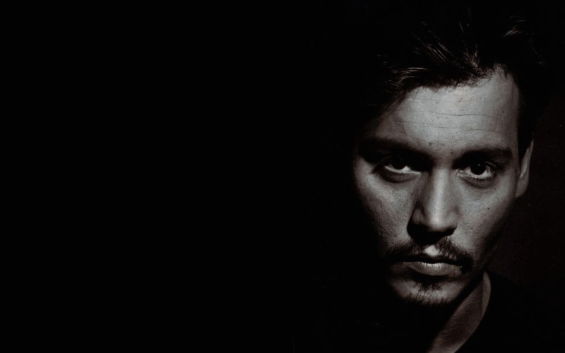 human body part, copy space, Johnny Depp, close-up, celebrity, portrait, studio shot, 1080P, dark, young men, men, emotion, headshot, serious, looking at camera