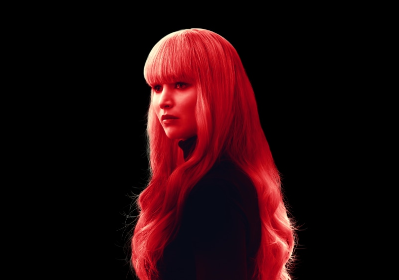 young adult, Jennifer Lawrence, beauty, Red Sparrow, red, looking, indoors, dyed red hair, cut out, one person, 8K, bangs, studio shot, 4K, hairstyle, fashion