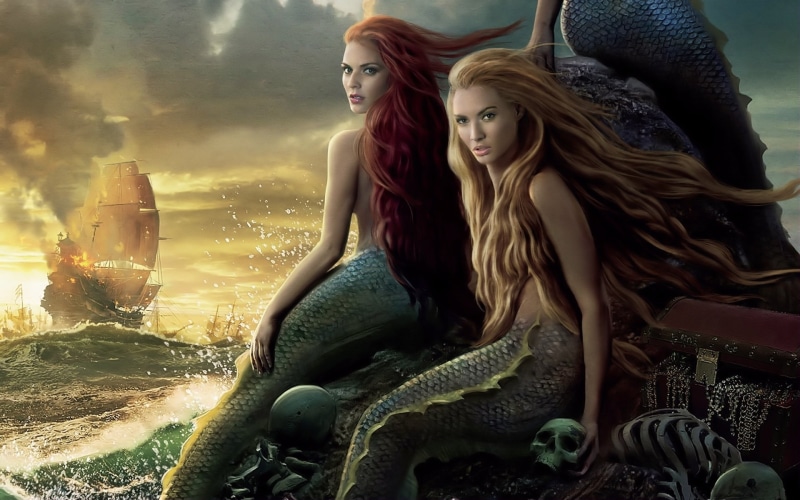 1080P, Caribbean, HD, Pirates, two, mermaids, Mermaid, fanart