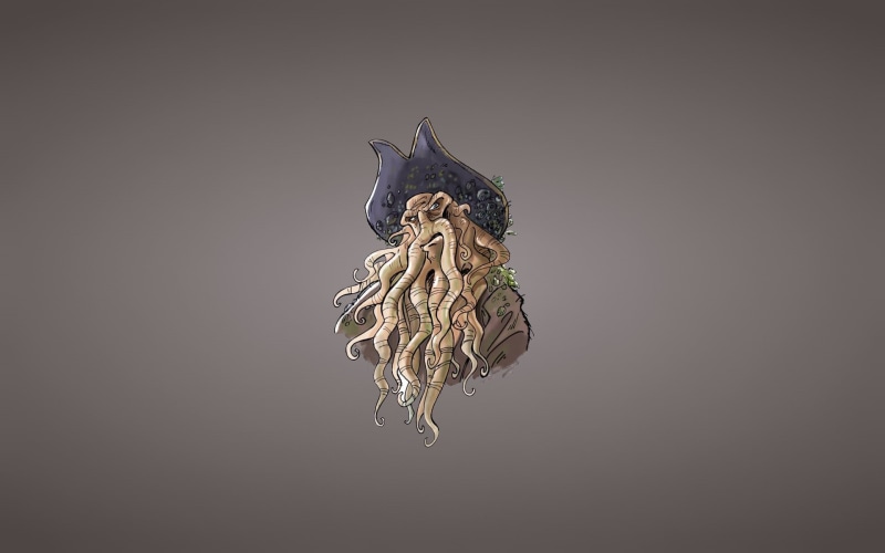 Davy Jones, davy, Pirates of the Caribbean, 1080P, minimalism, jones, octopus, hat