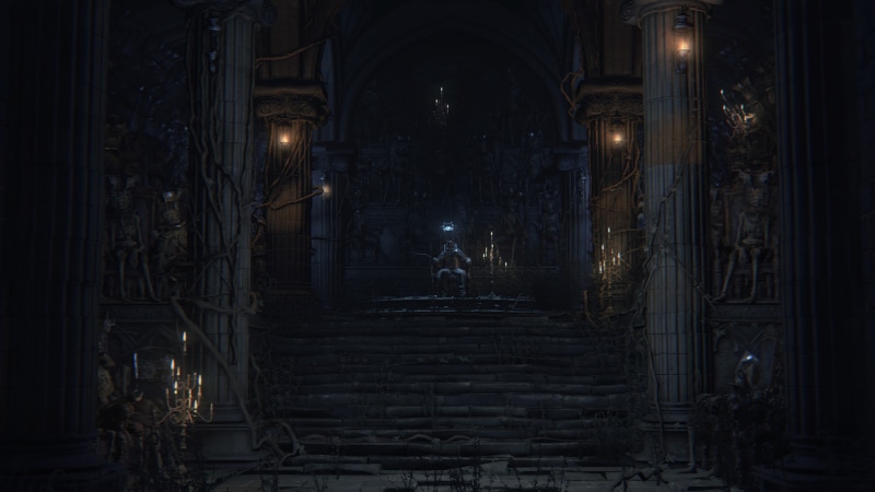 indoors, spirituality, old, architecture, no people, belief, built structure, video games, religion, screen shot, lighting equipment, Bloodborne, history