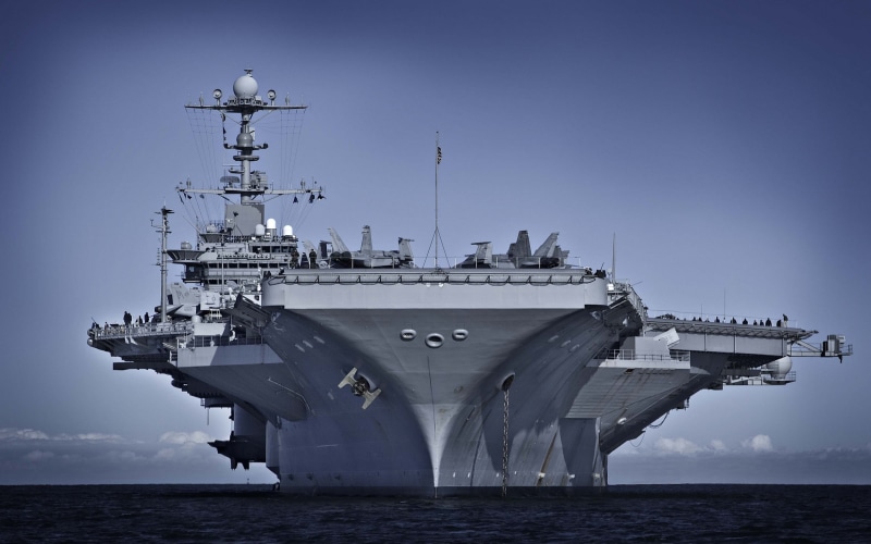 aircraft carrier, oil industry, Merica, nautical vessel, 2K, freight transportation, industry, sky, no people, water, navy, outdoors, horizon, mode of transportation