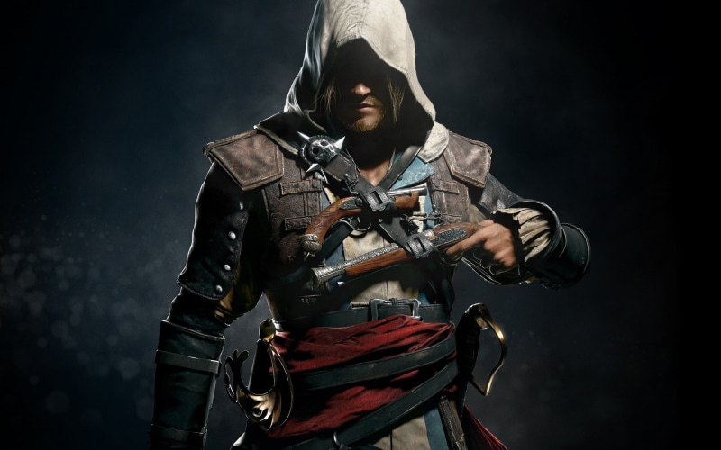 1080P, assassin 039 s, black, flag, creed, warrior, pirate, weapons, guns
