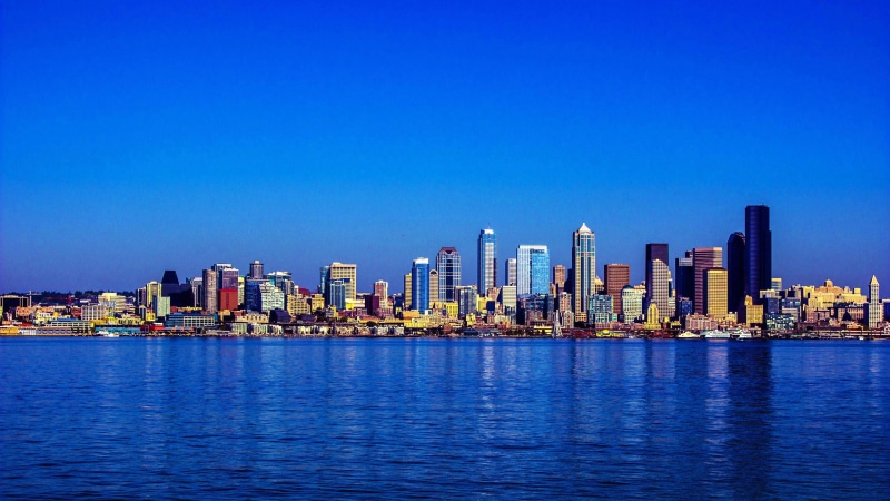 skyscraper, buildings, bridge, skyline, panorama, waterfront, sea, cityscape, travel destinations, modern, downtown, bay, building, blue, europe, manhattan