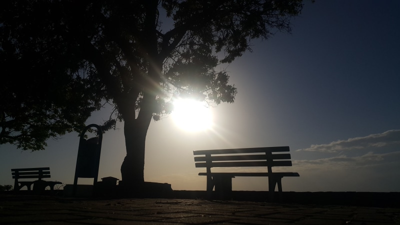 souvenir, park bench, background, pine trees, ship, bank, canakkale, mountain, silhouette, yadav, road, two, bench, tranquil scene, horizon line, no people
