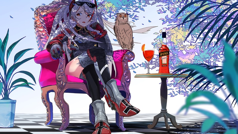boots, 1080P, Prinz Eugen (Azur Lane), white hair, long hair, owl